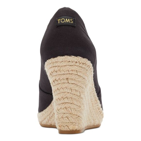 NWT TOMS Womens Black Rope-Goring Michelle Peep Toe Wedge Slip On Pumps 10 - Picture 2 of 5